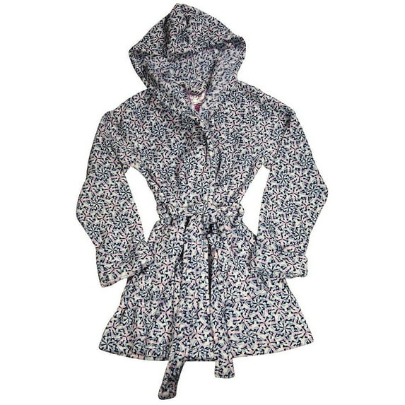 B O P J Adult Womens Female Printed Fleece Robe Diamond Blue Coral Fleece XL
