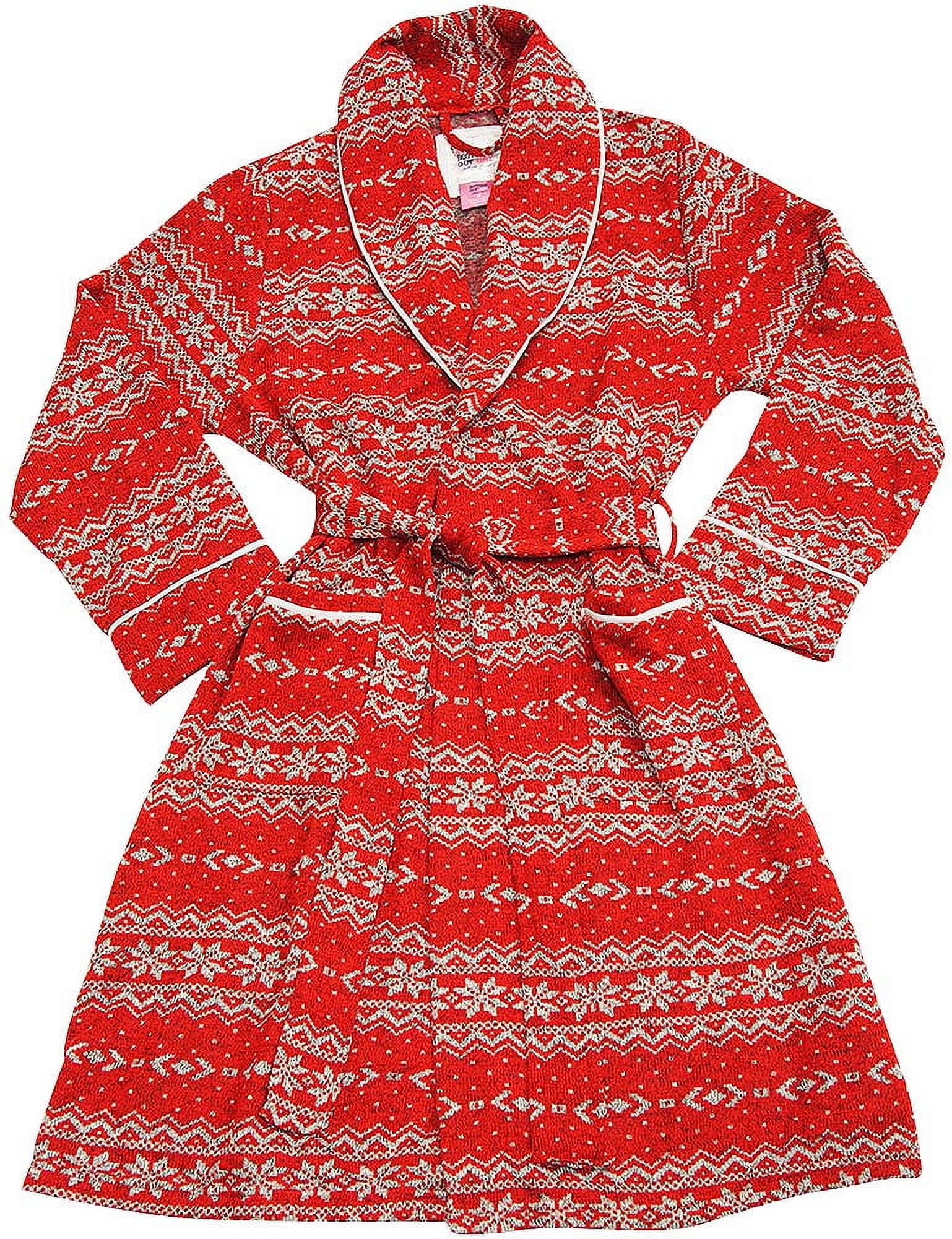 Red Robe Sweater B O P J Adult Womens Female Printed Fleece Robe Red Fair Isle Sweater ...