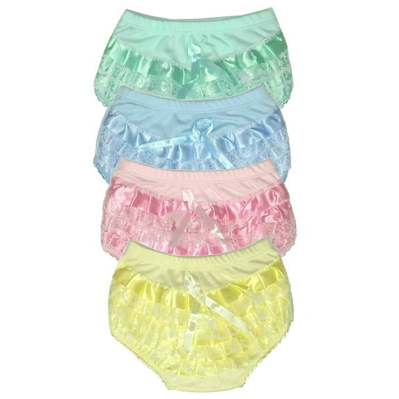 B-One Kids 100% Cotton Girl Baby Diaper Cover, Size 2, Multi-color, (4 Pack)