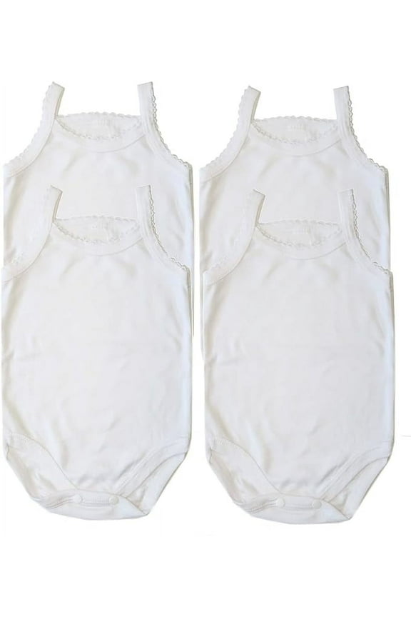 Baby Girls 100% Cotton Super Soft Camisole Onesies 4-Pack