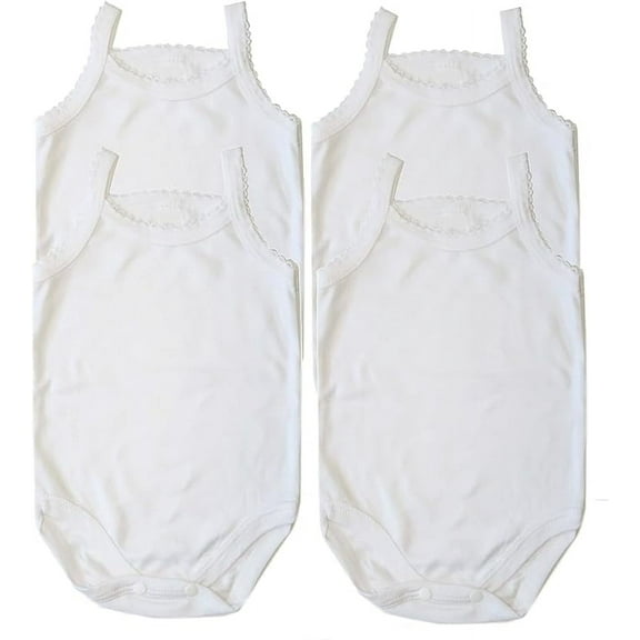 B-One Kids Baby Girls 100% Cotton Super Soft Camisole Onesies 4-Pack