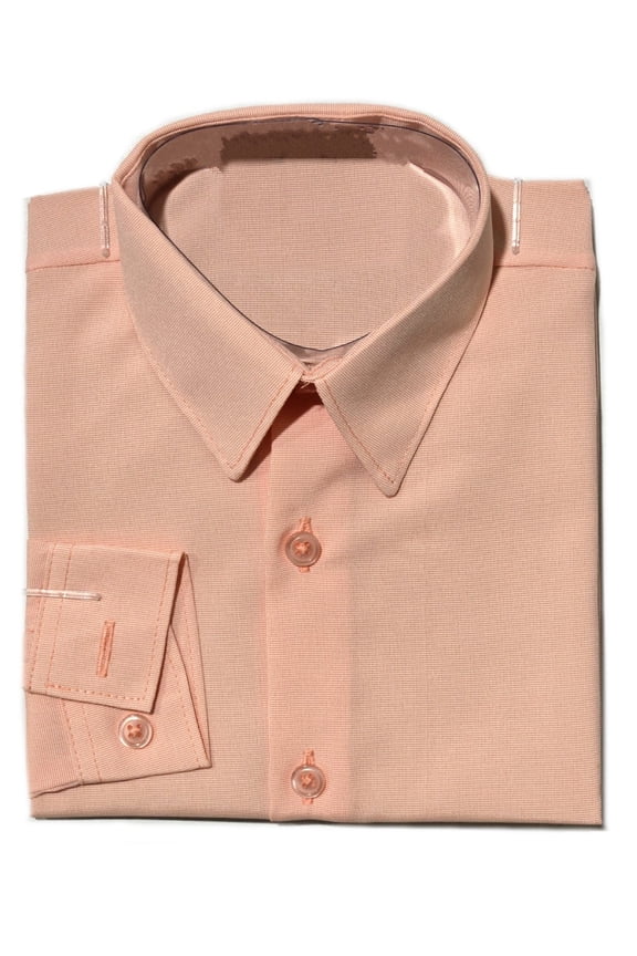 Boys Button-Up Dress Shirt, Long Sleeve Coral Grid Formal Top, Sizes 2T