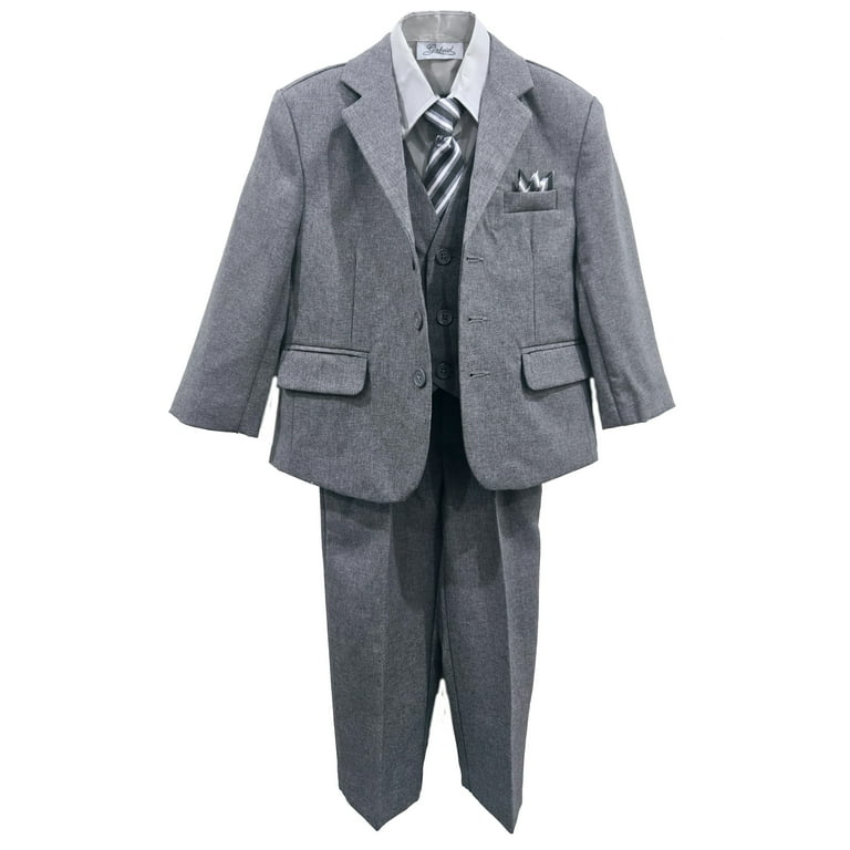 B-One Kids Boys' Formal Classic Fit Suit Piece Set Dark Gray