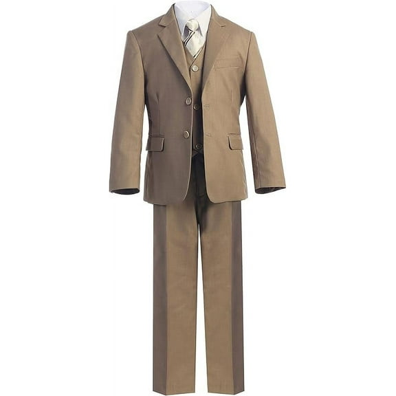 B-One Kids Boys' Formal Slim Fit Suit 5 Piece Set includes Suit Jacket, Dress Pants, White Dress Shirt, Matching Suit Vest and Clip-on Tie for Toddlers, Little Boys, and Big Kids