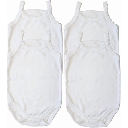 B-One Kids Girls Bodysuit Spaghetti Strap Sleeveless Onsies Camisole Tank Top for Newborn Baby Toddler Super Soft Cotton 4-Pack