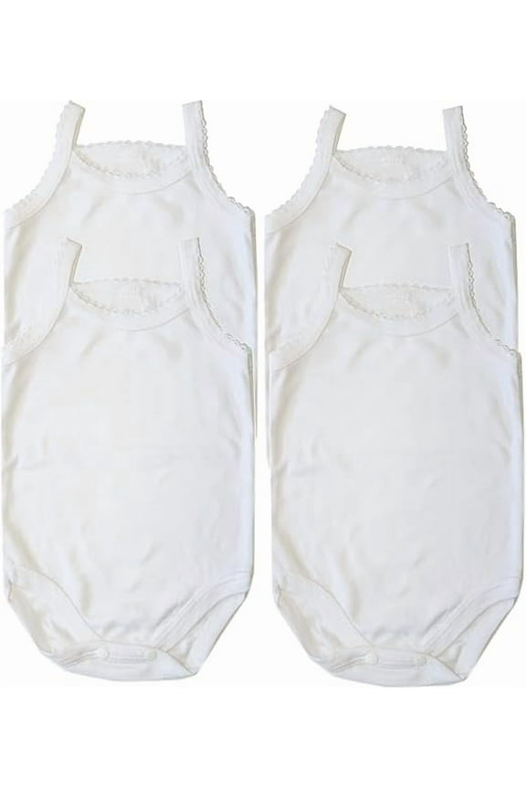 Girls Bodysuit Spaghetti Strap Sleeveless Onsies Camisole Tank Top for Newborn Baby Toddler Super Soft Cotton 4-Pack