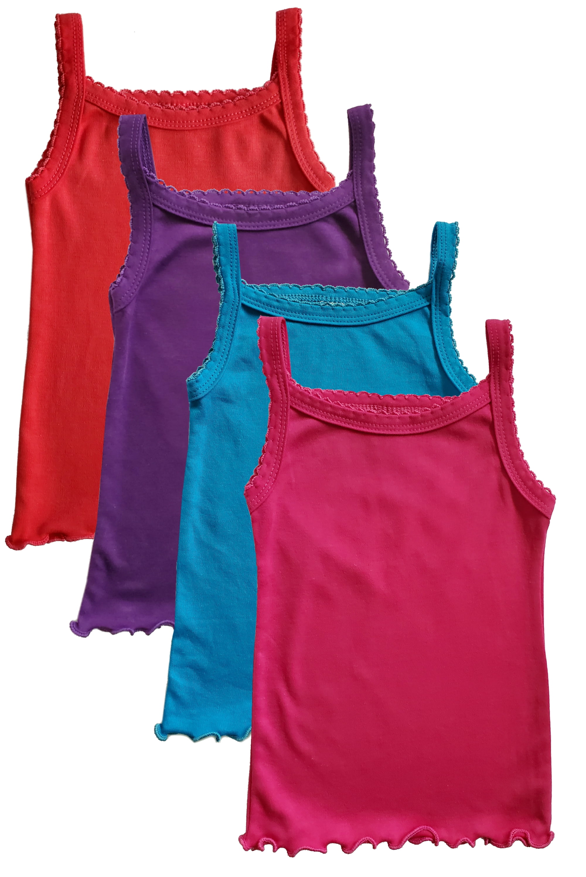 Rene Rofe Girls’ 100% Cotton Camisole Tank Top 6 Pack, 2T-14 | Soft and  Comfortable Undershirts for Girls