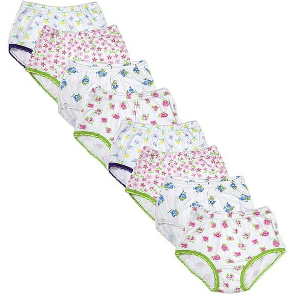 B-One Kids Girls' Tag Free Cotton Bikini Underwear 8-Pack