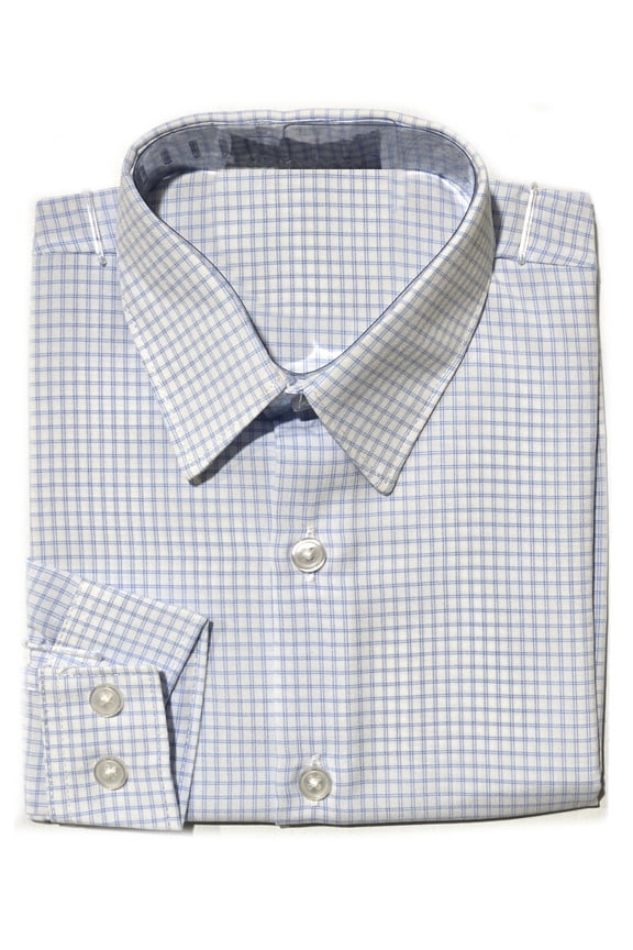 Toddler Boys Button-Up Dress Shirt, Long Sleeve Gingham Blue Formal Top, Sizes 3T