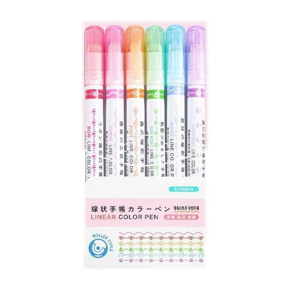 B Outline Marker Pens Set With 6 Different Curved Shaped Tips For Drawing Lettering Art Craft Journaling 5Ml Each 6Pc 0.14 Lb