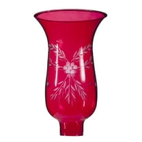 B&P Lamp® Small 1 5/8" Fitter, 8 1/4" Height Cranberry Hurricane Shade With Flowers Design