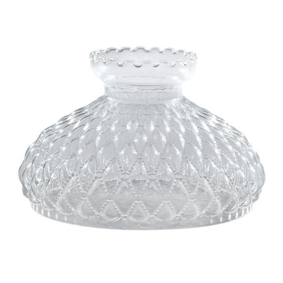 B&P Lamp® 10" Clear Diamond Quilted Pattern Student Glass Shade with Crimped Top