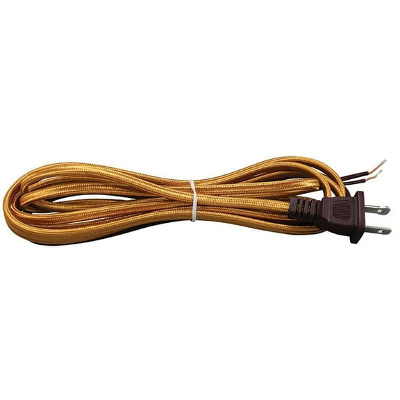 B&P Lamp 10 Feet Long Gold Parallel Rayon Covered Lamp Cord