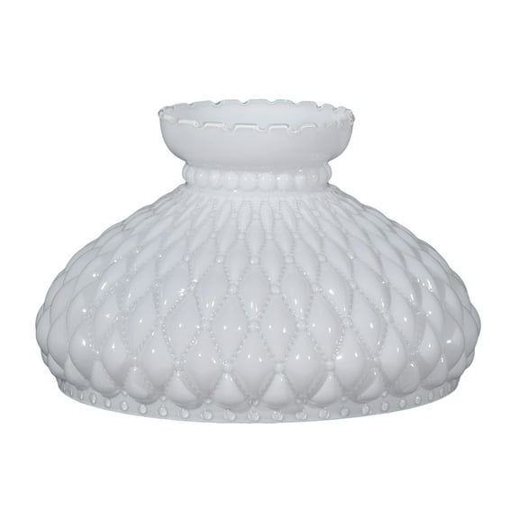 B&P Lamp® 10" Opal Diamond Quilted Pattern Student Glass Shade with Crimped Top