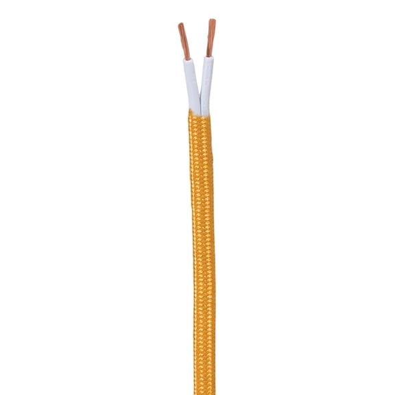 B&P Lamp® 12 Feet Long, SPT-1, Parallel 18 Gauge, Rayon Covered, Two Wire Lamp Cord, Gold