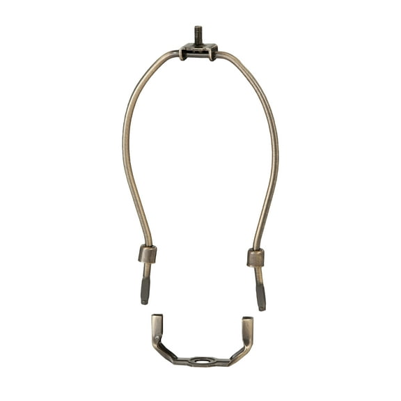 B&P Lamp® LARGE 14 Inch Heavy Duty Lamp Shade Harp Holder for Table and Floor Lamps, Antique Brass Finish