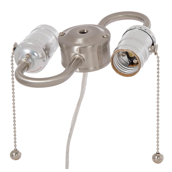 B&P Lamp® 2-Light S Type Cluster Body with Pull Chain Sockets, Satin Nickel Finish