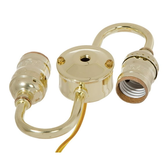 B&P Lamp® 2 Light Wired Lamp Cluster with Keyless Medium Base E26 Sockets, Brass Plated Finish