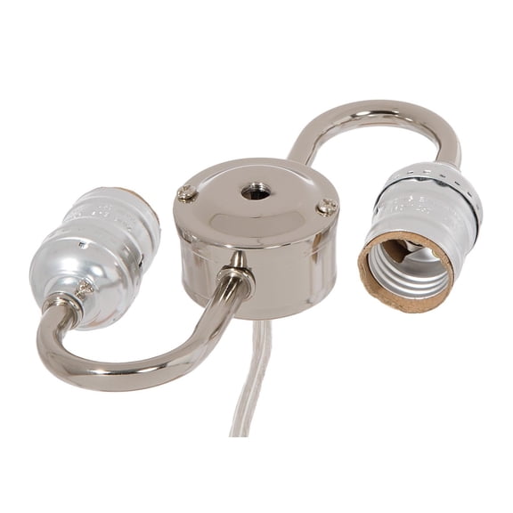 B&P Lamp® 2 Light Wired Lamp Cluster with Keyless Medium Base E26 Sockets, Polished Nickel Finish