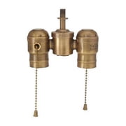 B&P Lamp  2-Lite Cluster W/Pull-Chain Sockets, Antique Brass