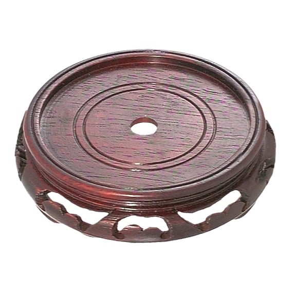 B&P Lamp 3 1/2 Inch Top Inset Diameter Oriental Wooden Base, Waxed Rosewood Finish