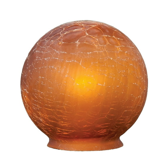 B&P Lamp 3 1/4" fitter, Amber Crackle Glass Art Deco Ball Globe or Lamp Shade