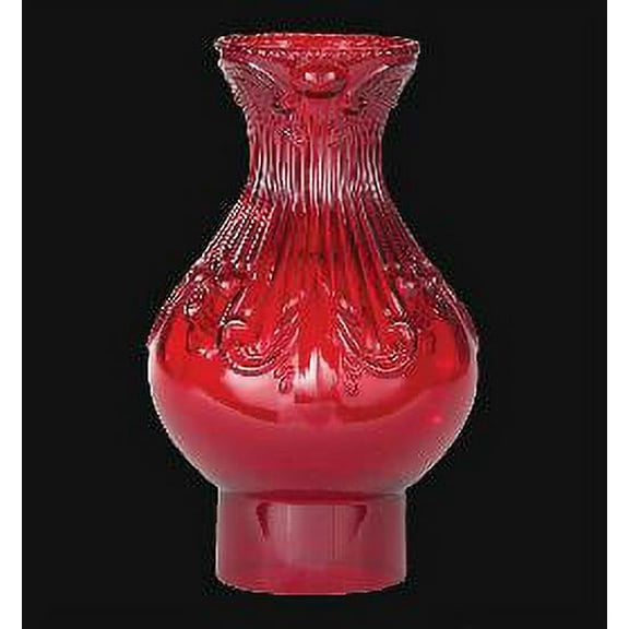 B&P Lamp® 3 Inch by 8 1/2 Inch Ruby Stained Glass Embossed Princess Feather Chimney