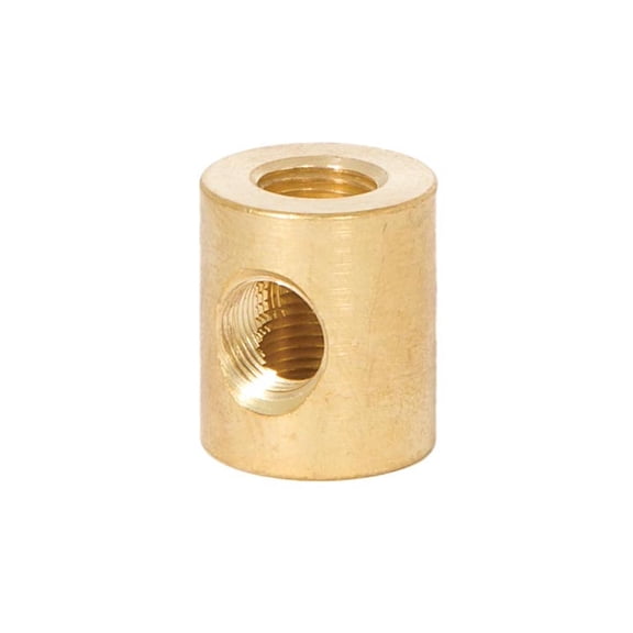 B&P Lamp® 3-Way Brass Arm Back, All Holes Tapped 1/8IP, 7/8 Inch Height by 3/4 Inch Diameter, Unfinished