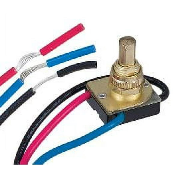 B&P Lamp® 3-Way Brass Push Canopy Switch