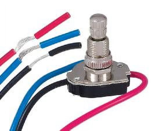 Nickel Plated 3-Way Push Canopy Switch with Metal Shank