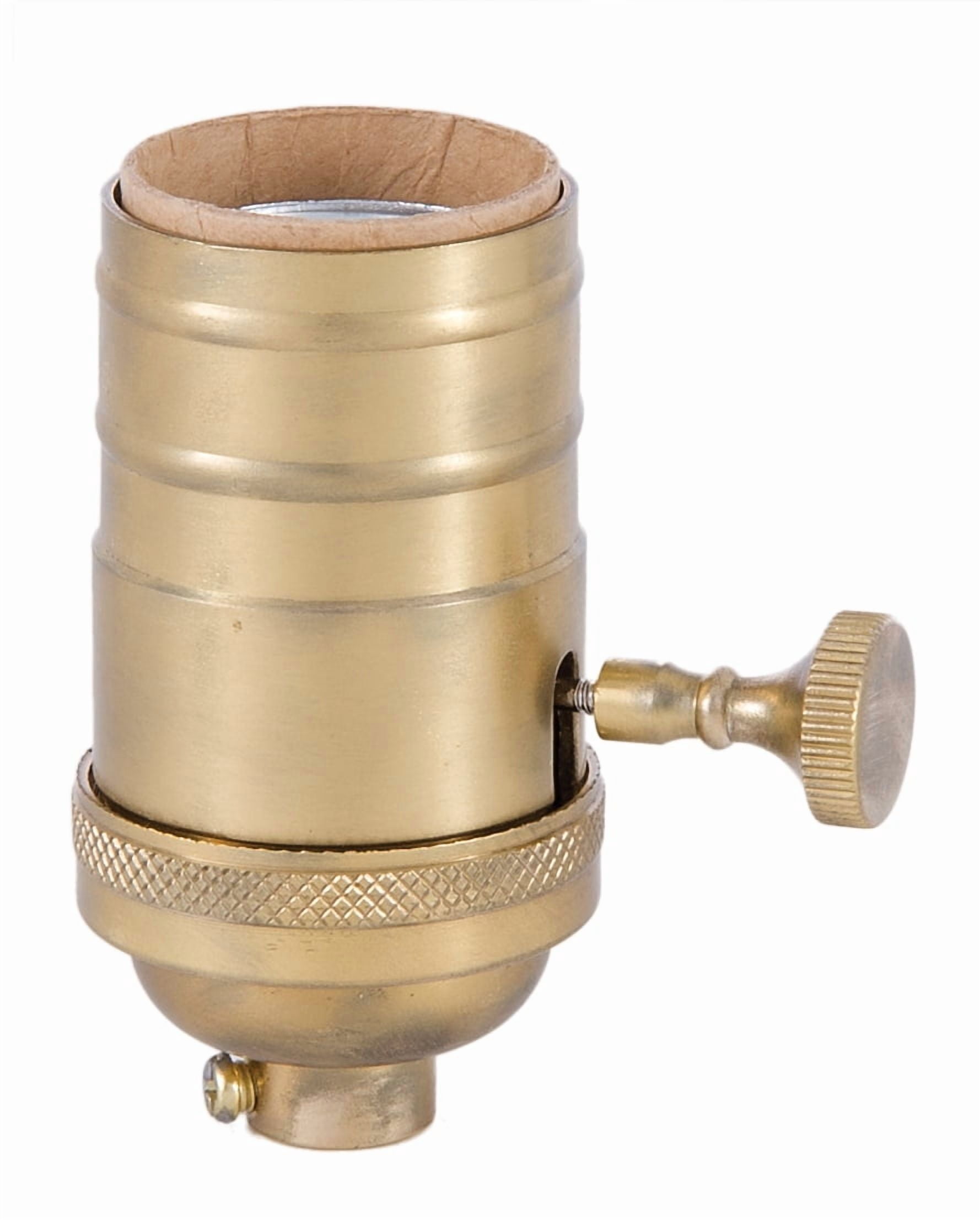 B&P Lamp® 3-Way, Turned Brass Lamp Socket (E26) with Satin Brass finish ...