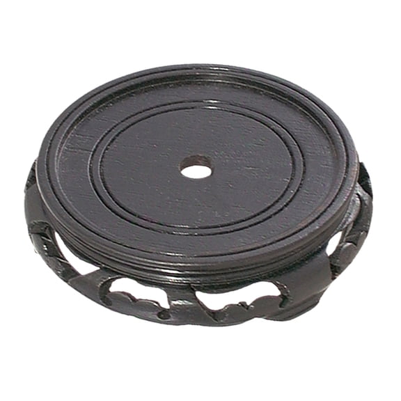 B&P Lamp 4 1/2 Inch Top Inset Diameter Oriental Wooden Base, Waxed Black Finish
