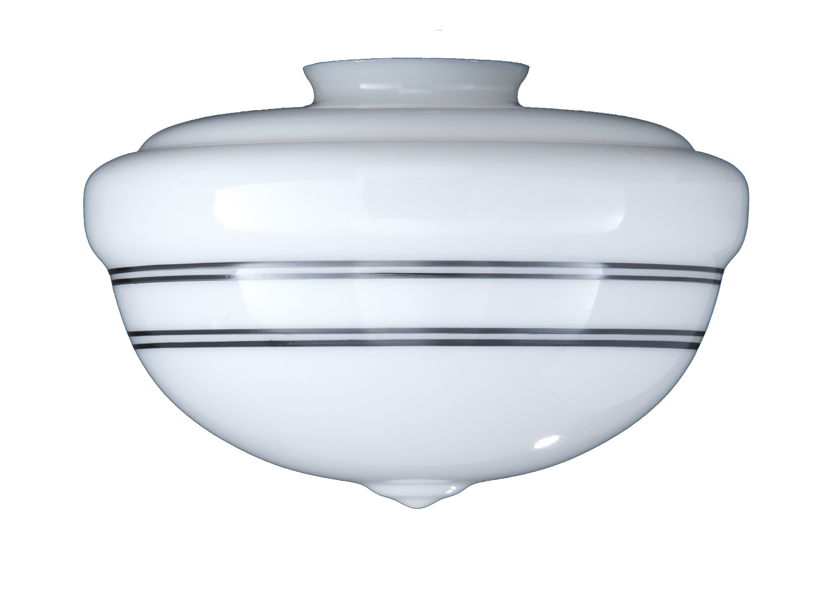 B&P Lamp® 4" Fit, 10" Diameter, 8" Height, "Schoolhouse" Shade W/Black Band