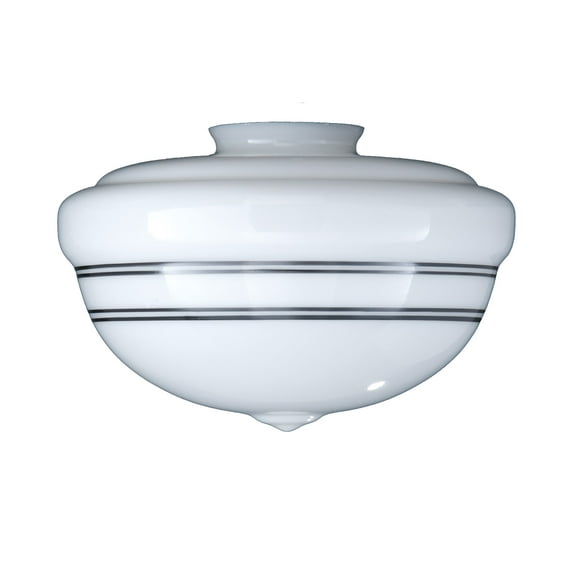 B&P Lamp® 4" Fit, 10" Diameter, 8" Height, "Schoolhouse" Shade W/Black Band