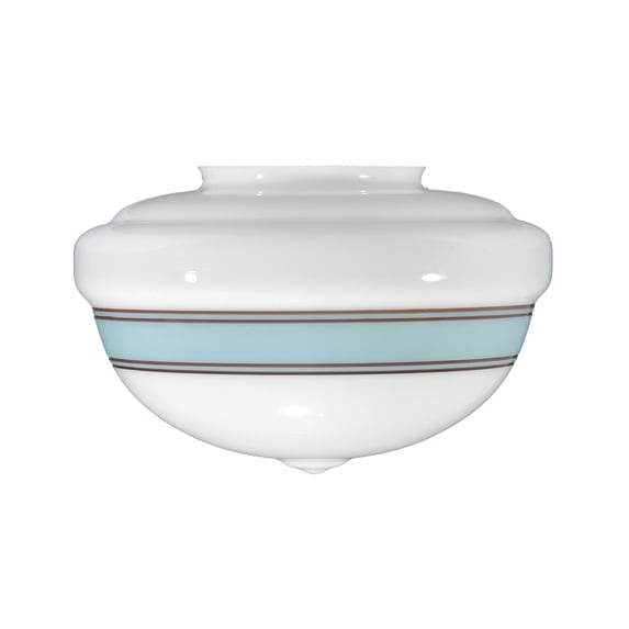 B&P Lamp® 4" Fitter, "Schoolhouse" Shade W/Turquoise Band, 10" Dia., 7" Drop