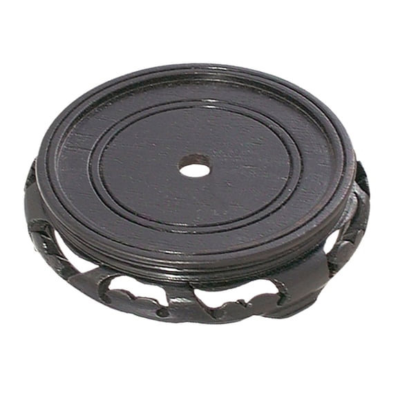B&P Lamp 4 Inch Top Inset Diameter Oriental Wooden Base, Waxed Black Finish