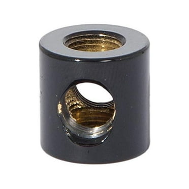 B&P Lamp® 4-Way Brass Arm Back, All Holes Tapped 1/8IP, 3/4 Inch Height by 3/4 Inch Diameter, Gloss Black Finish