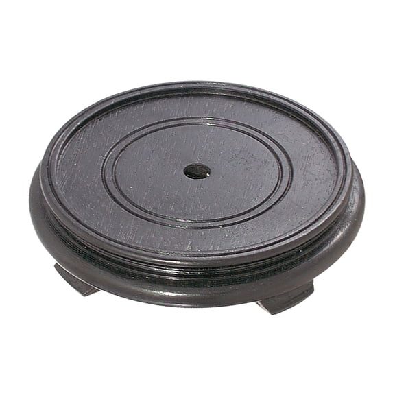 B&P Lamp 5 1/2 Inch Top Inset Diameter Oriental Wooden Base, Waxed Black Finish