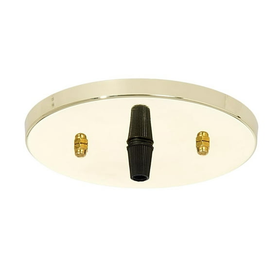 B&P Lamp® 5 1/4 Inch Modern Shallow Steel Ceiling Light Canopy Plate Kit (Brass) With Hardware - Includes Screws, Nuts, Crossbar and Bushing