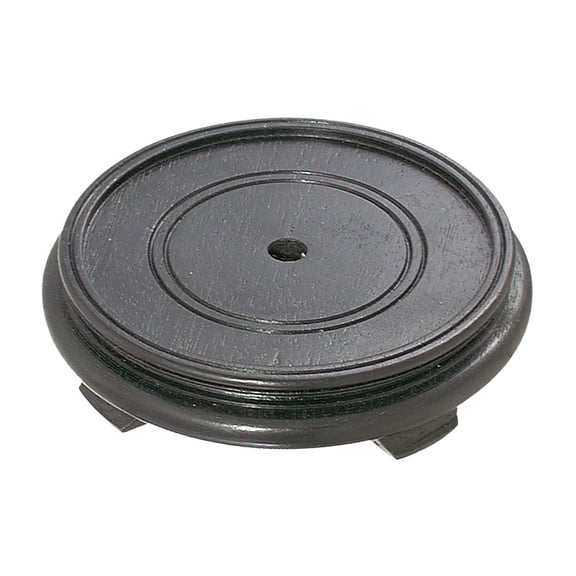 B&P Lamp 5 Inch Top Inset Diameter Oriental Wooden Base, Waxed Black Finish