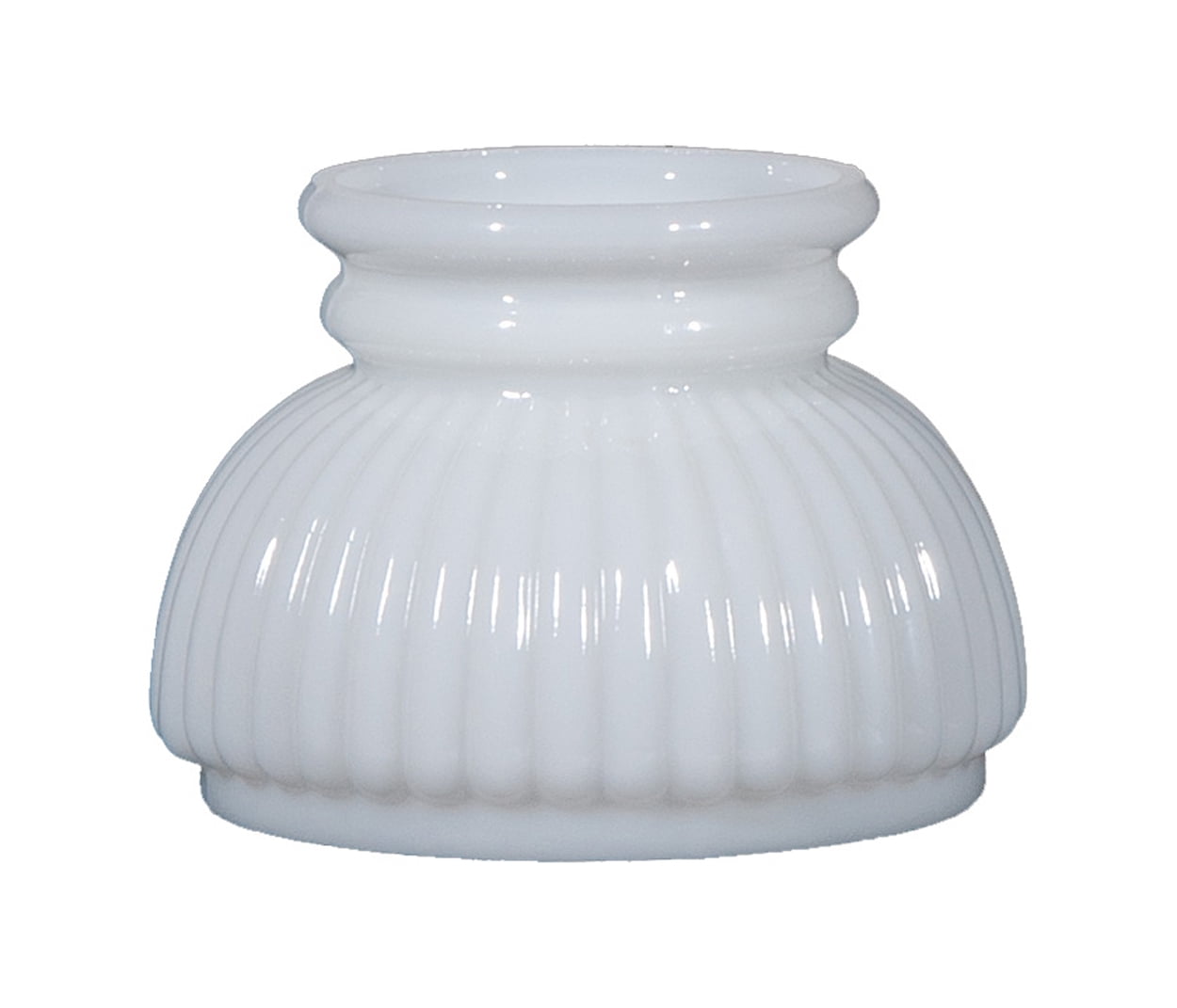 B&P Lamp® 6" Cased White Glass Ribbed Student Shade in Pure White Glass for Vintage Style Table Lamps