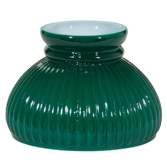 B&P Lamp® 6" Dark Green Cased Glass Ribbed Student Lamp Shade for Vintage Style Lamps