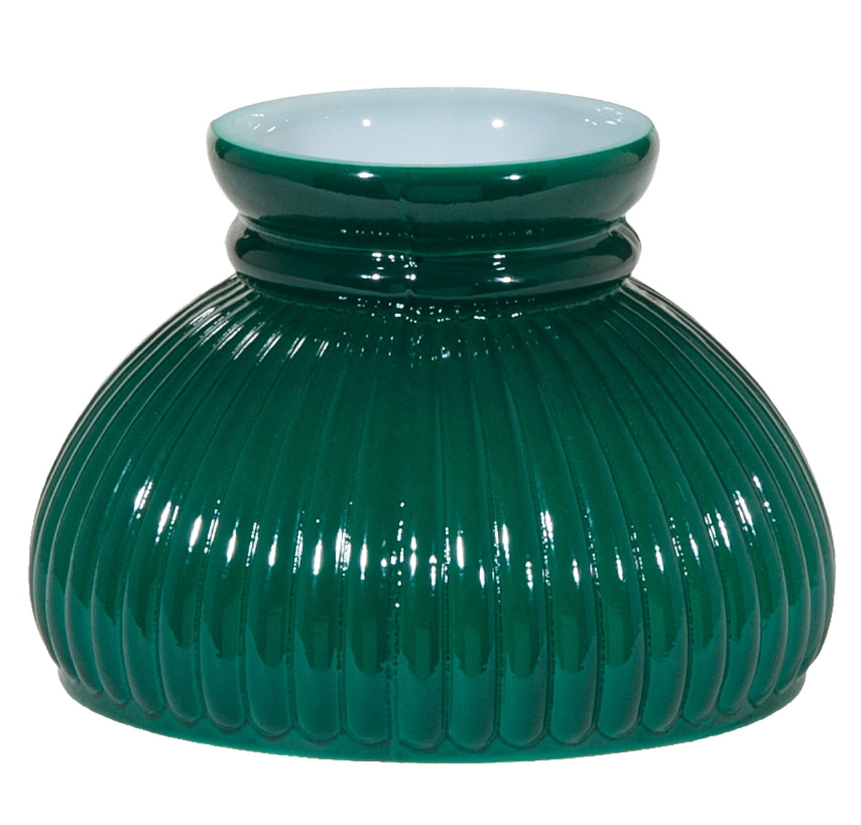 B&P Lamp® 6" Dark Green Over White Cased Glass Ribbed Student Lamp Shade for Vintage Style Lamps