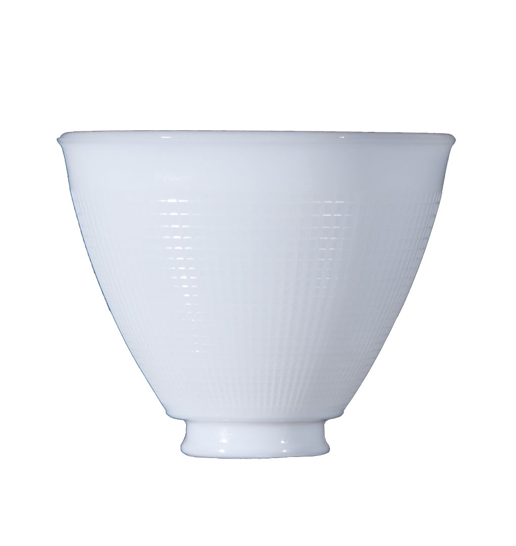B&P Lamp 6 Inch Top Diameter I.E.S Style White Opal Glass Reflector Shade With Waffle Pattern Glass - Perfect Replacement for Antique Style Floor Lamps