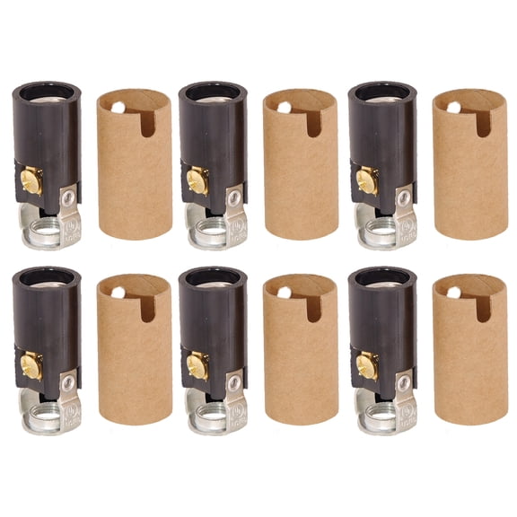 B&P Lamp® 6 Pack of 1-3/4 Inch Keyless Candelabra Sockets with Insulators, Tapped 1/8 IP