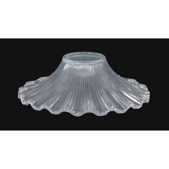 B&P Lamp American Made Clear Pressed Glass Petticoat Shade, 7-1/2 Inch Diameter, Fits Over Chimney, 2-1/16 Inch Inside Diameter