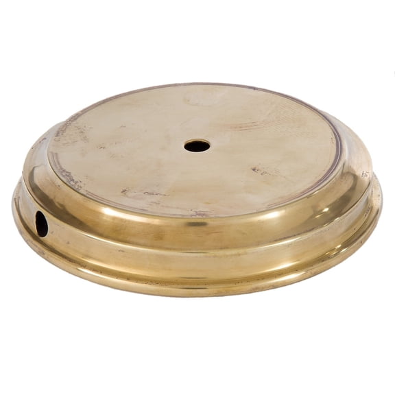 B&P Lamp® Unfinished Flared Disc Solid Brass Lamp Base, 7 Inch Top Diameter, 8-3/8 Inch Bottom Diameter, 1/8F Center Hole, Modern Style