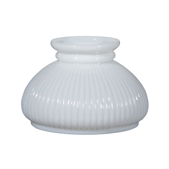 B&P Lamp® 7Inch Student Shade with Ribbed Design and White over Clear Cased Glass for Vintage and Antique Style Table Lamps and Sconces
