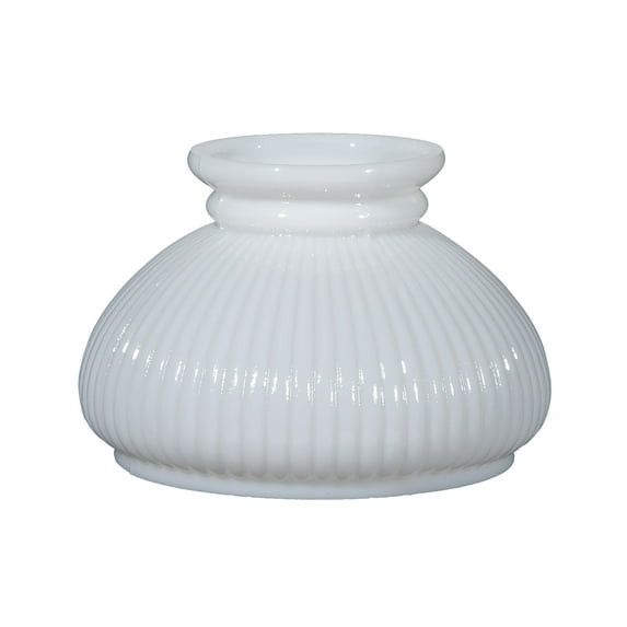 B&P Lamp® 7Inch Student Shade with Ribbed Design and White over Opal White Cased Glass for Vintage and Antique Style Table Lamps and Sconces