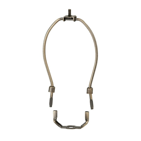 B&P Lamp® 8-1/2 Inch Heavy Duty Lamp Shade Harp Holder for Table and Floor Lamps, Antique Brass Finish